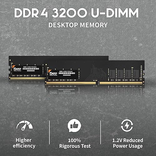 Miniatura 8 de DATO 8GB DDR4 3200MHz PC4-25600 CL22 1.2V 288-Pin Non-ECC UDIMM Módulo de memoria RAM de escritorio