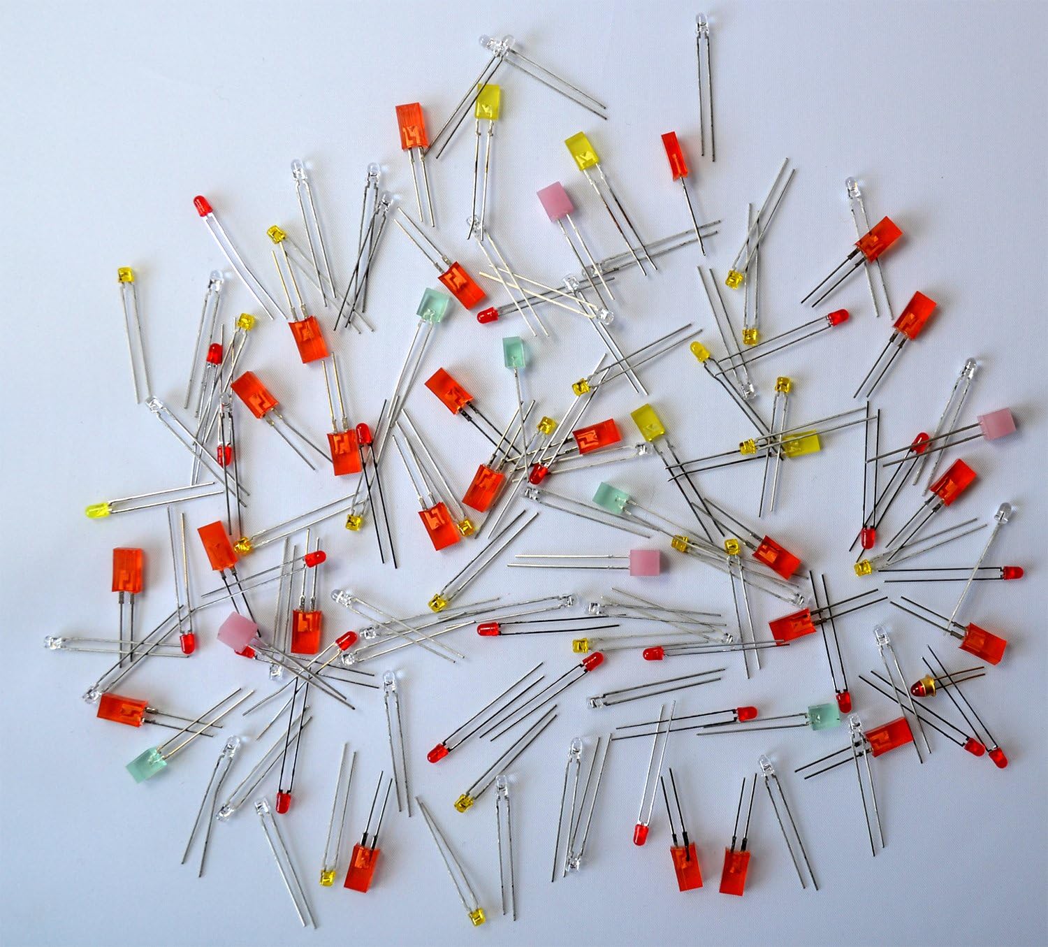 100 LED Set Sortiment Rot Grün Gelb Weiß Orange blau Led´s Leuchtdioden ...