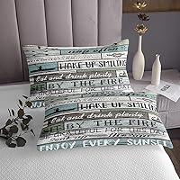 Vista 4 de Feelyou Juego de colcha de casa de lago, tamaño King, rústico, con diseño de lago y reglas del lago, colección de ropa de cama retro con tablones