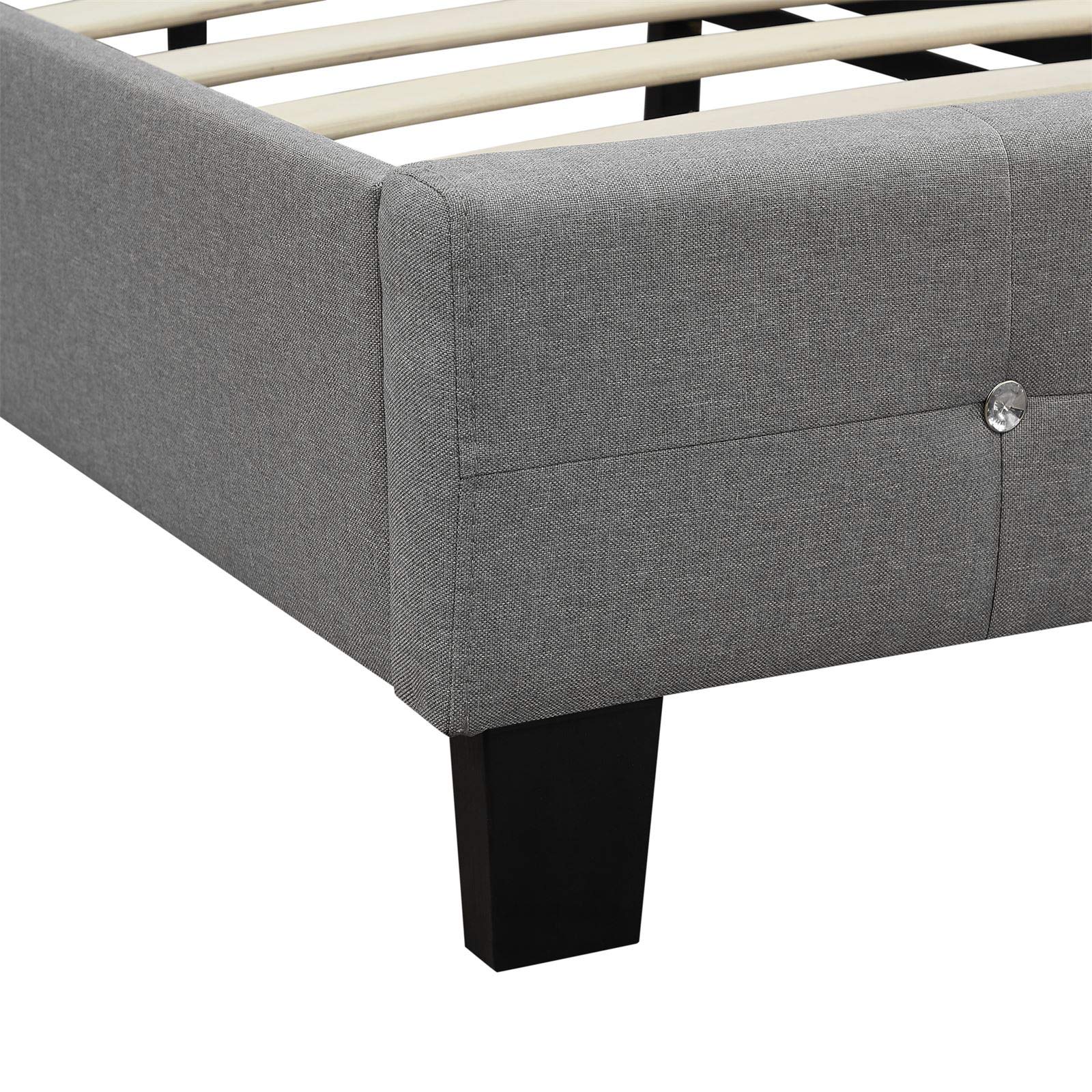 CARO-Möbel Polsterbett Delaware Bettgestell 90 x 200 cm Einzelbett Designbett mit Strasssteinen inklusive Lattenrost Textilbezug in grau