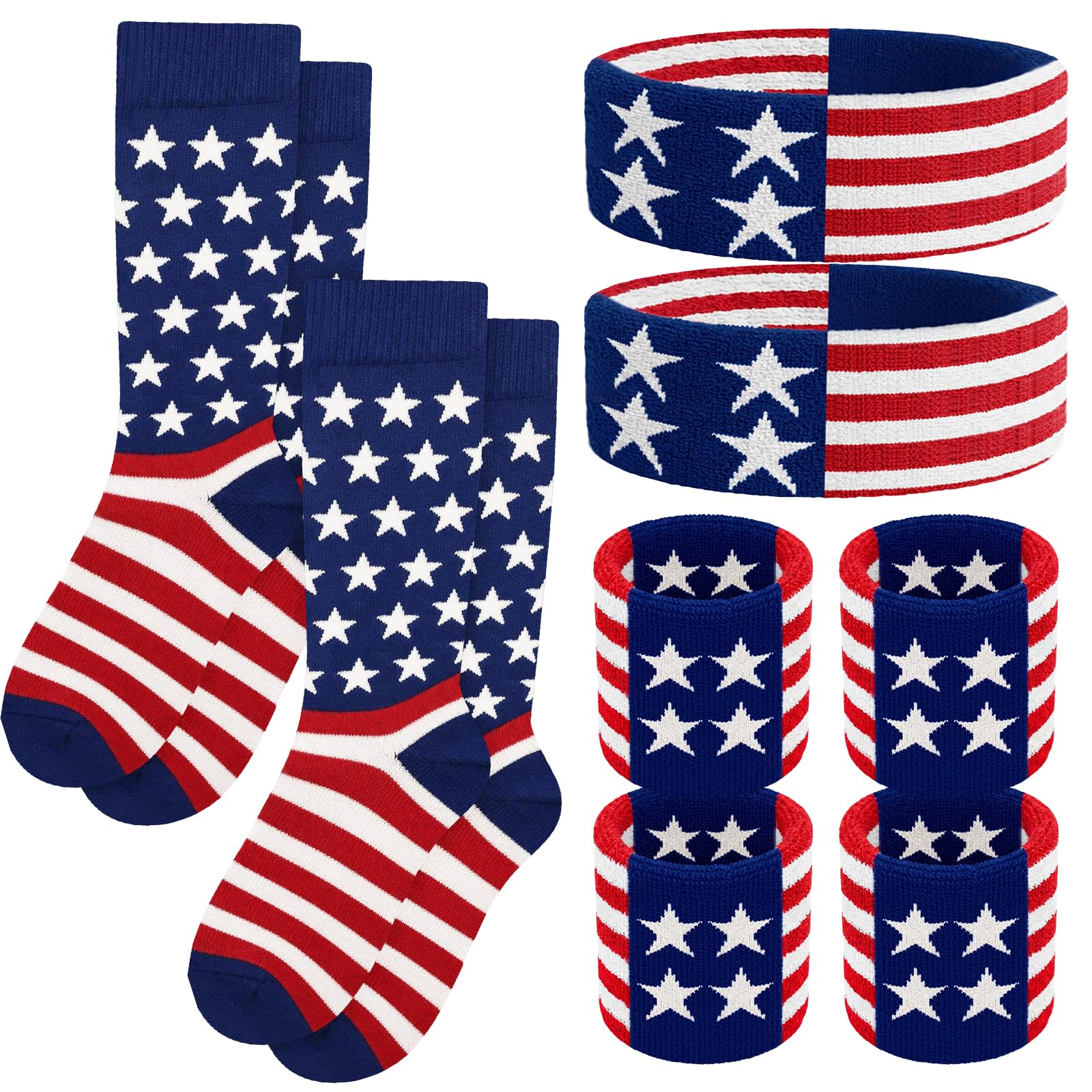 10 Pieces Striped Headbands Sweatbands and Socks Set