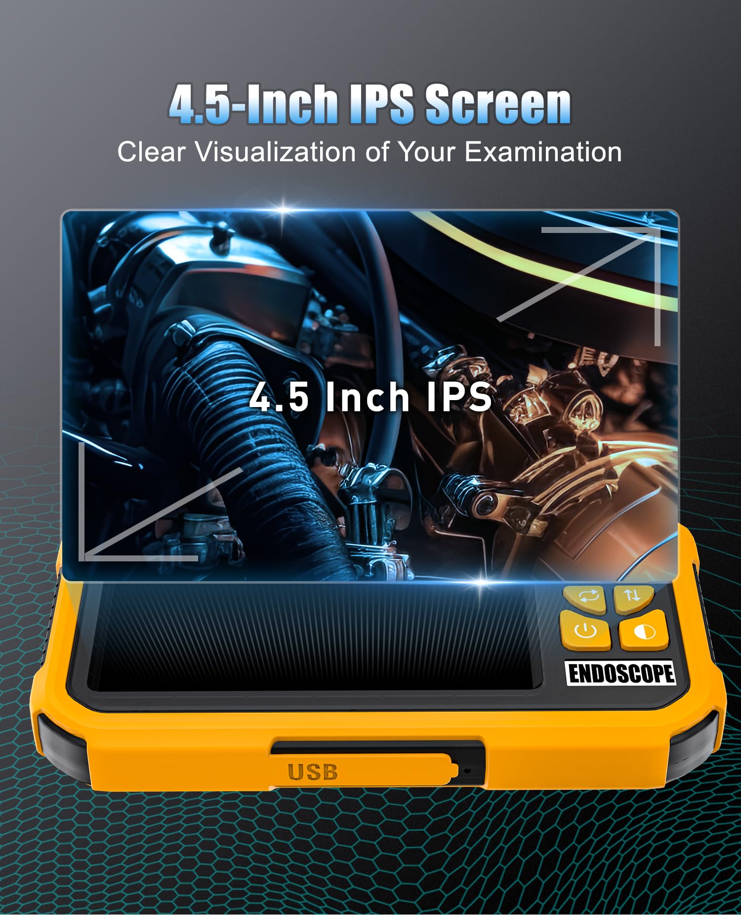 Telecamera endoscopica con luce 20 m, schermo IPS da 4,5 pollici, doppia camera tubolare, 1080P 7,9 mm, telecamera di ispezione IP67, impermeabile industriale endoscopio con 8 + 1 luci LED