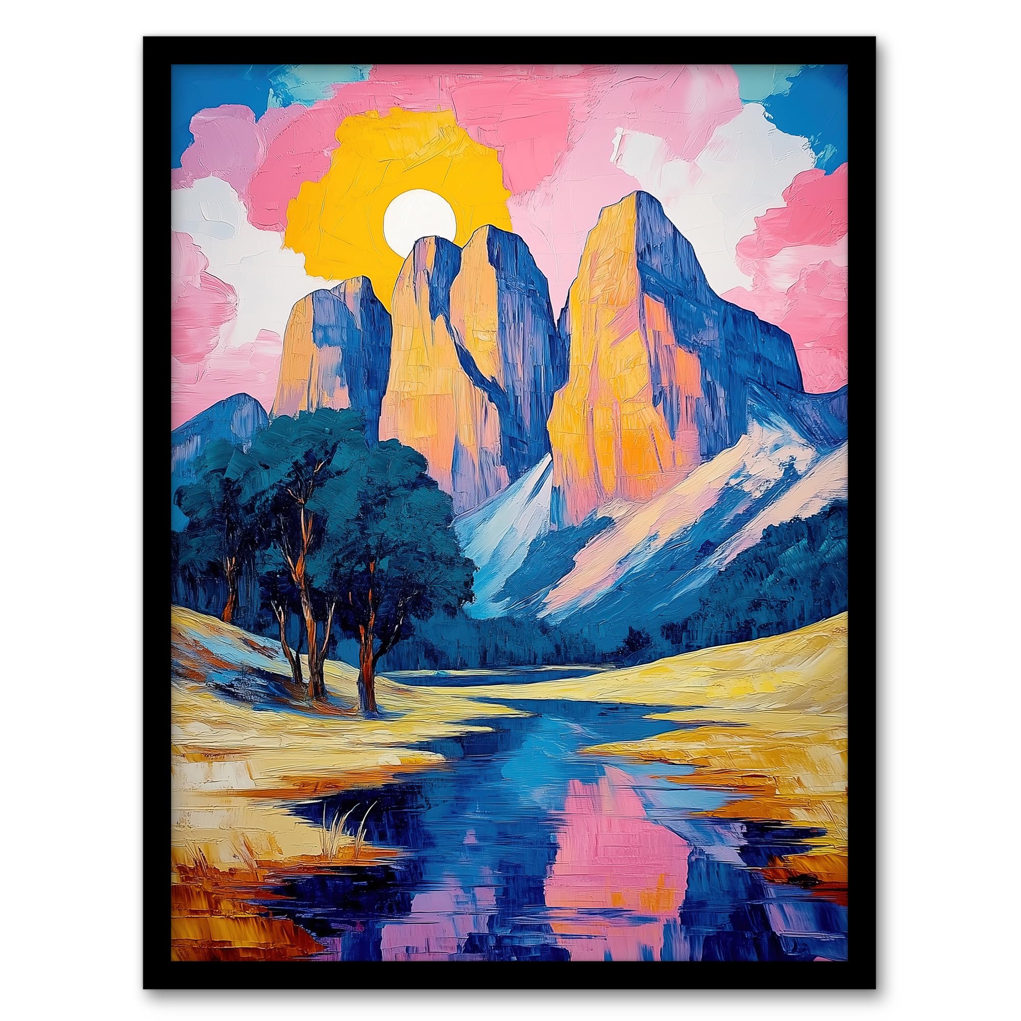 Artery8 Colorado Mountain Peaks Colourful Landscape Living Room Artwork Framed Wall Art Print A4