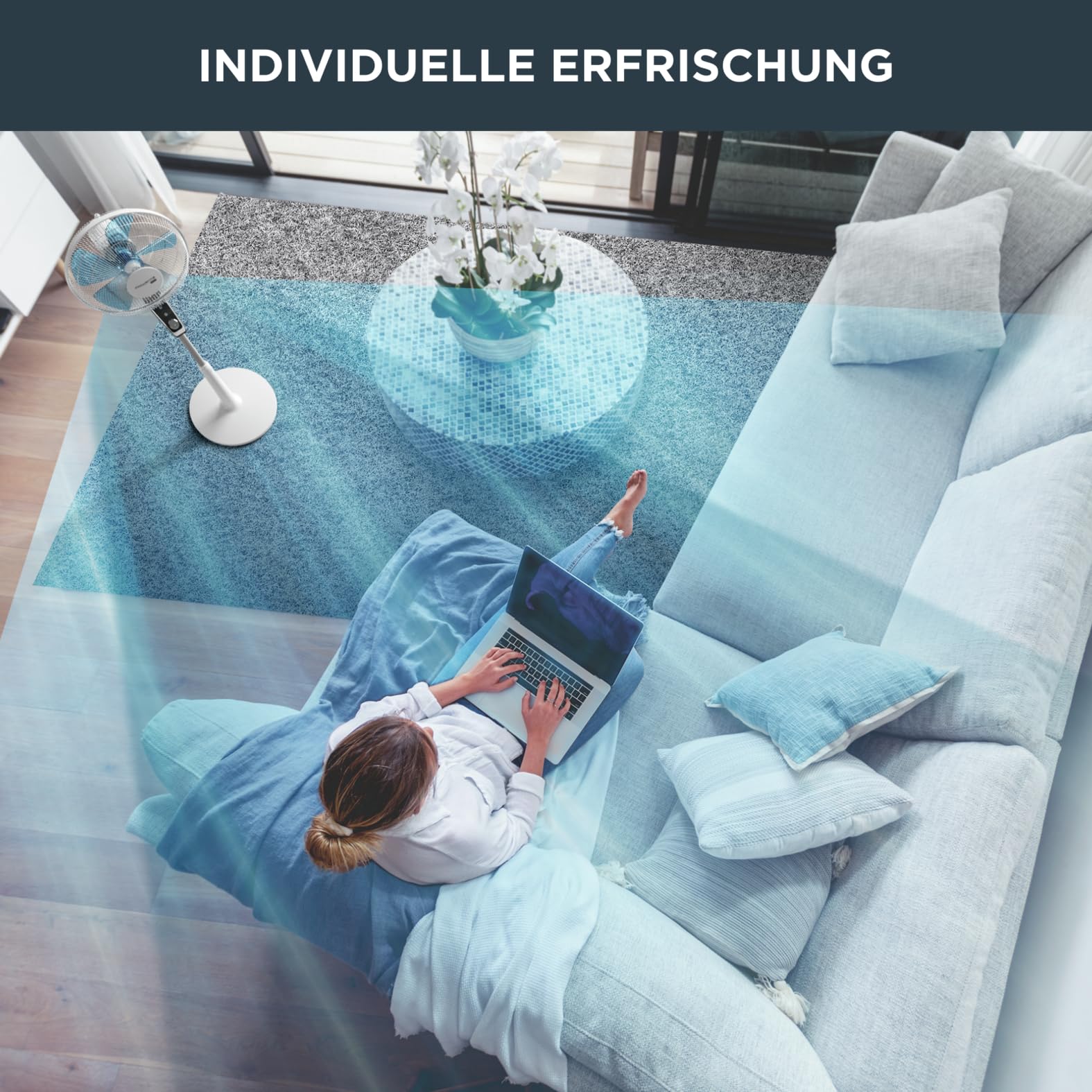 Rowenta Turbo Silence Standventilator, 45 dB(A), 72 m³/min, 4 Geschwindigkeiten, Silent Night, Turbo Boost, 120° Oszillation, Höhenverstellbar, VU5640