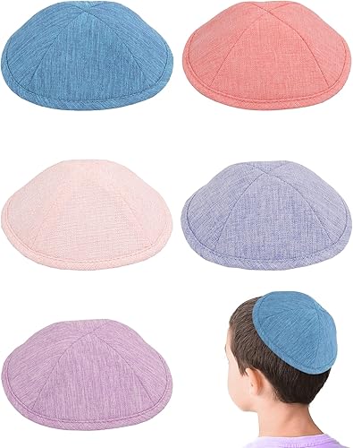 HolYudaica Paquete de 5 piezas  Hq SatinLinoVelvetSeda CrudaGamuza Kippah para hombre, sombrero Yamaka diseñado en Israel  Kippot Bulk