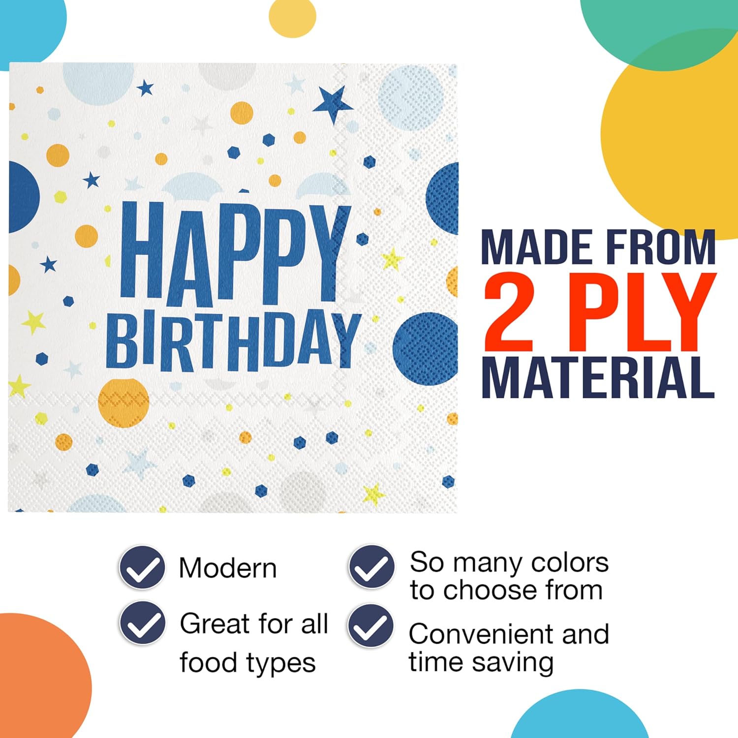 Party Solids Birthday Paper Napkins Disposable Everyday 300 Pcs 2 Ply Birthday Cocktail Napkins Bulk for Parties & Party Supplies image 4
