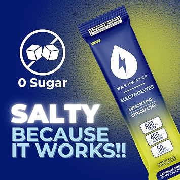 Wake Water Sugar Free Electrolyte Packets, Hydration Powder, Keto & Paleo Friendly Electrolyte Drink Mix, Fasting Hydration Packs, Travel Essentials, Pack of 10 (6g Each), Lemon Lime