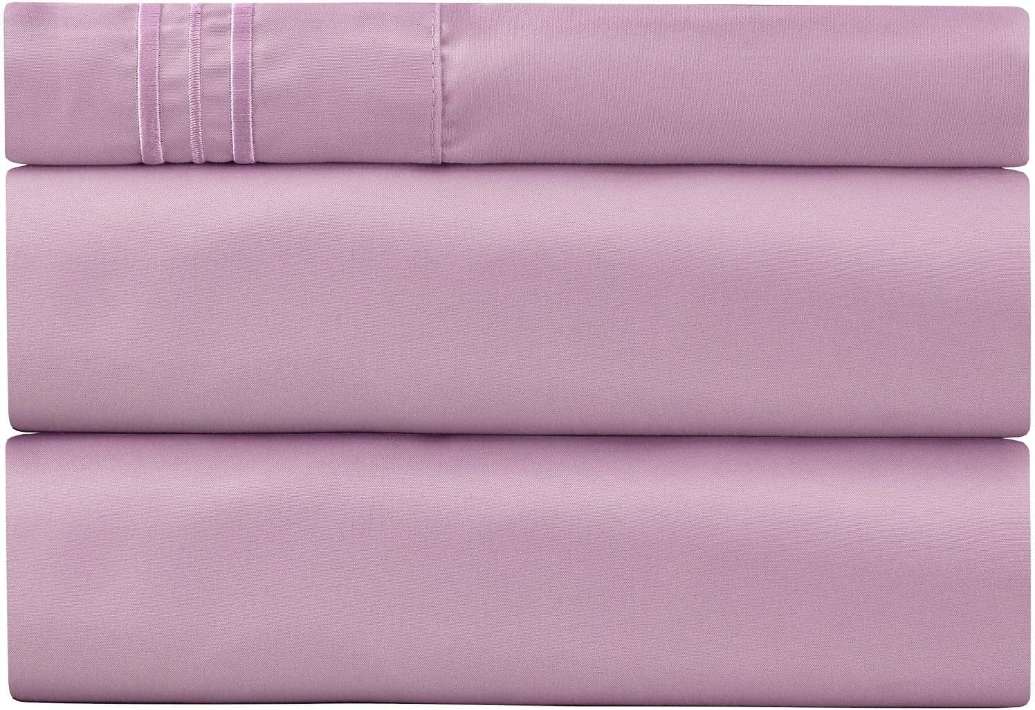Twin XL Sheet Sets - 1 Pillow Case, Flat and Deep Pocket Fitted Sheet - Extra Soft & Breathable - Cooling Twin XL Sheets - Bedding Set - Fade Resistant (Twin XL, Violet)