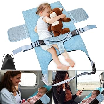 2026 Upgrade Toddler Airplane Bed, Jaxbo Portable Baby Travel Essentials for Flying, Suitable for 1-8 Months Infant Length 65cm/25.6in, Weight <5kg, Baby Seat Extender with Triangle Seat Belts