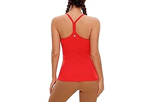 CRZ YOGA Women's Red Seamless Workout Tank Tops Racerback Athletic Camisole Sports...