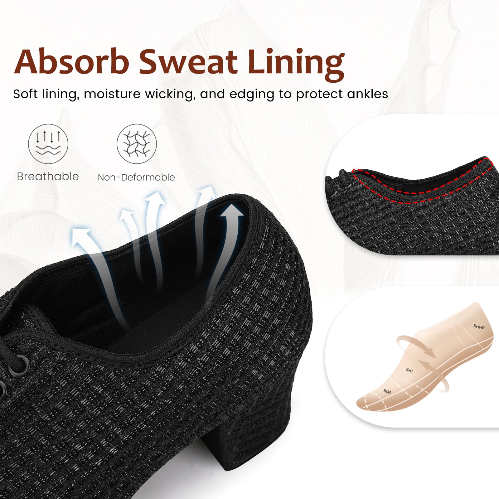 Zapatos de Baile Latino Mujer Cerrados con Cordones Zapatos de Baile de salón Zapatos Práctica Baile Mujer de Salón Salsa Tango,LHD-301