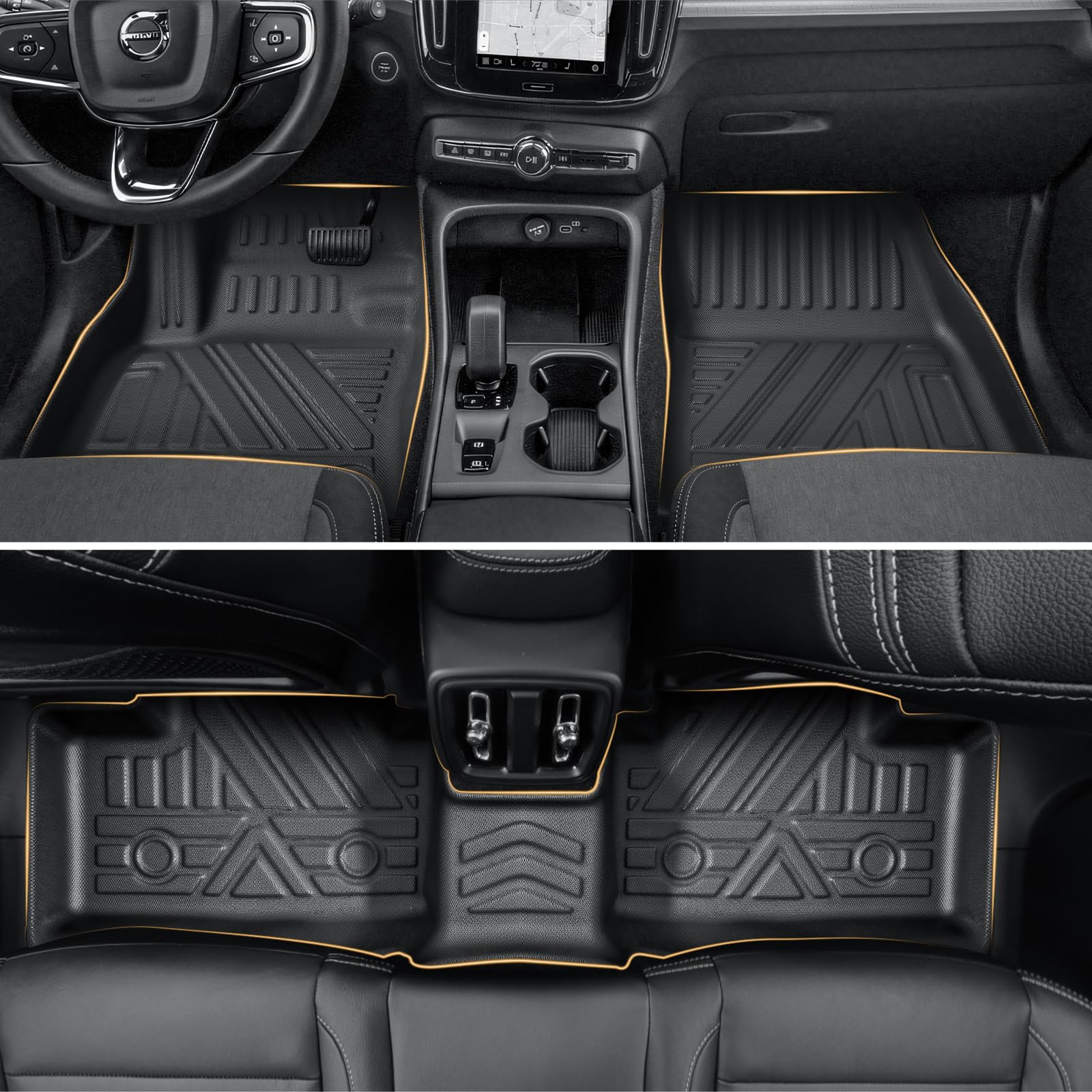 MOTOS Set rubberen vloermatten en koffermatten voor Volvo XC60 II vanaf 2017 Verbeter uw reiscomfort met anti-slip mat auto 3D- all-weather vloermatten auto, bescherming tegen vuil