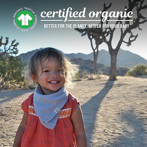 Miniatura 3 de Indi by Kishu Baby - Baberos orgánicos GOTS para bebé paquete de 3 unidades muselina de 8 capas reversibles en 4 direcciones