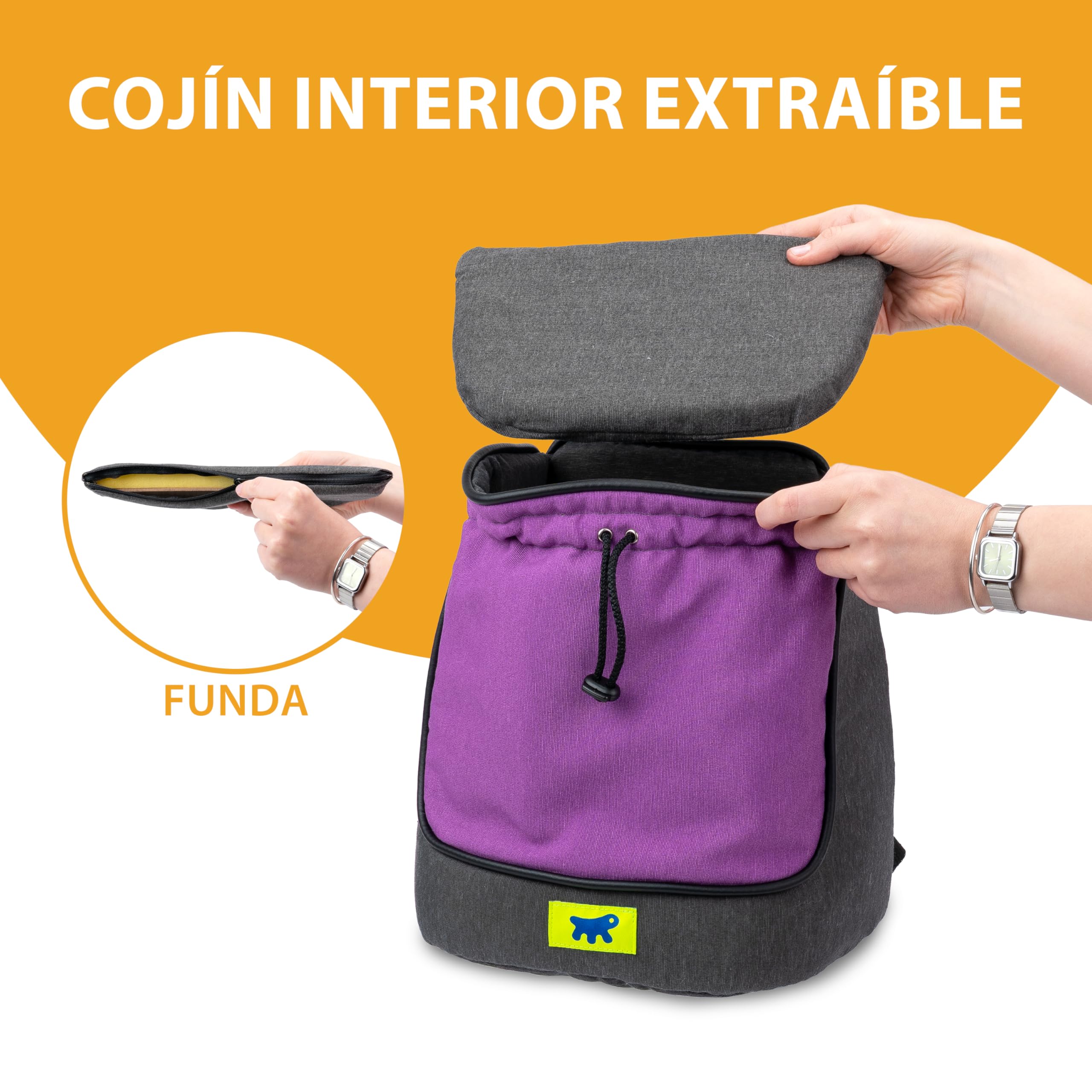 Ferplast Mochila Gato Trip, Transportin Perro, Transportin Perro Pequeño, Gatos, Correas Ajustables, Cierre con Cordón, Lavable, hasta 5 Kg, 28 x 18 xh 29 cm, Morado