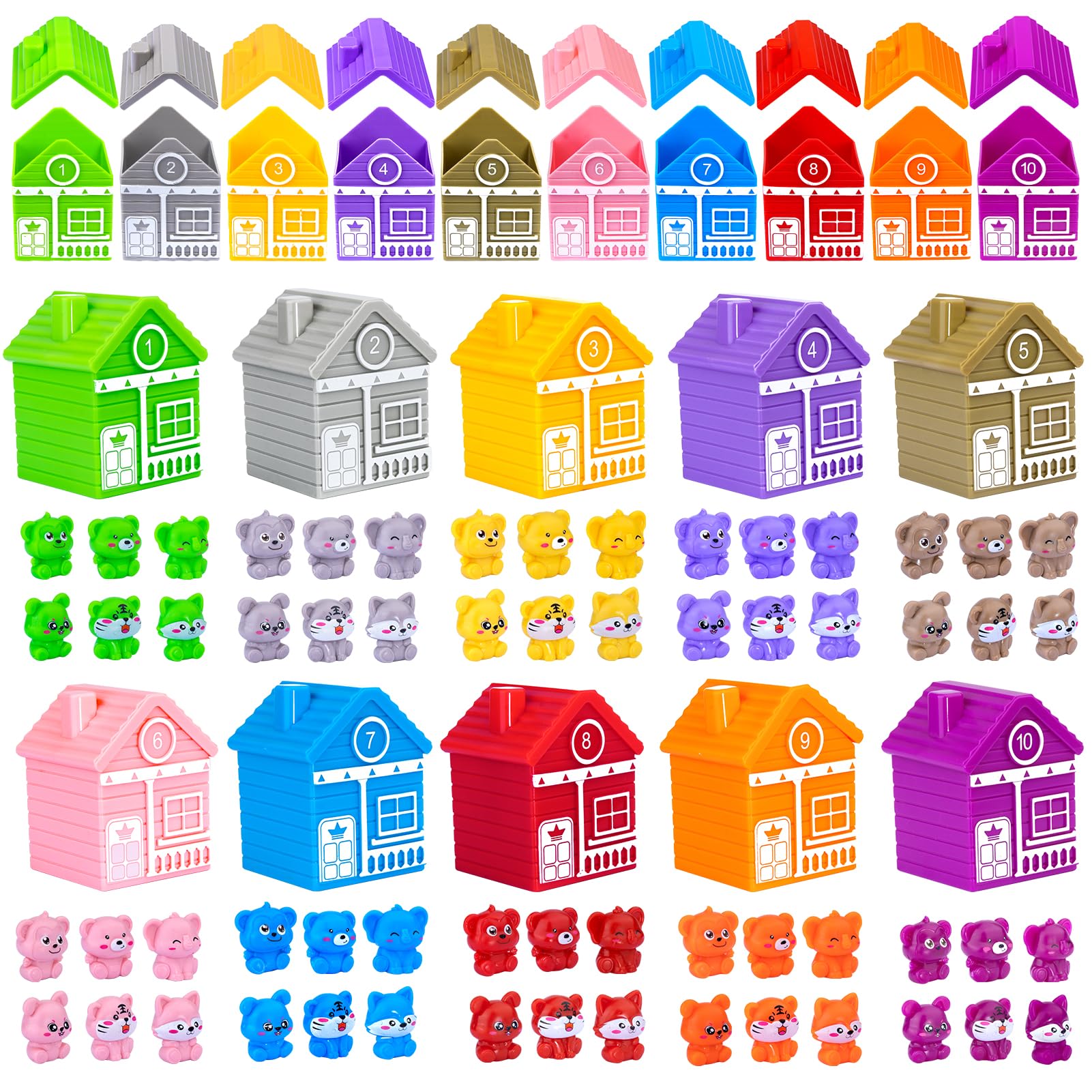 Learning Montessori Toys for Toddlers 2-4 Years 70 PCS Animal Educational Sensory Counting Matching Sorting Stacking Toy Fine Motor Games for Kids Party Favors Birthday Gifts for Girls Boys