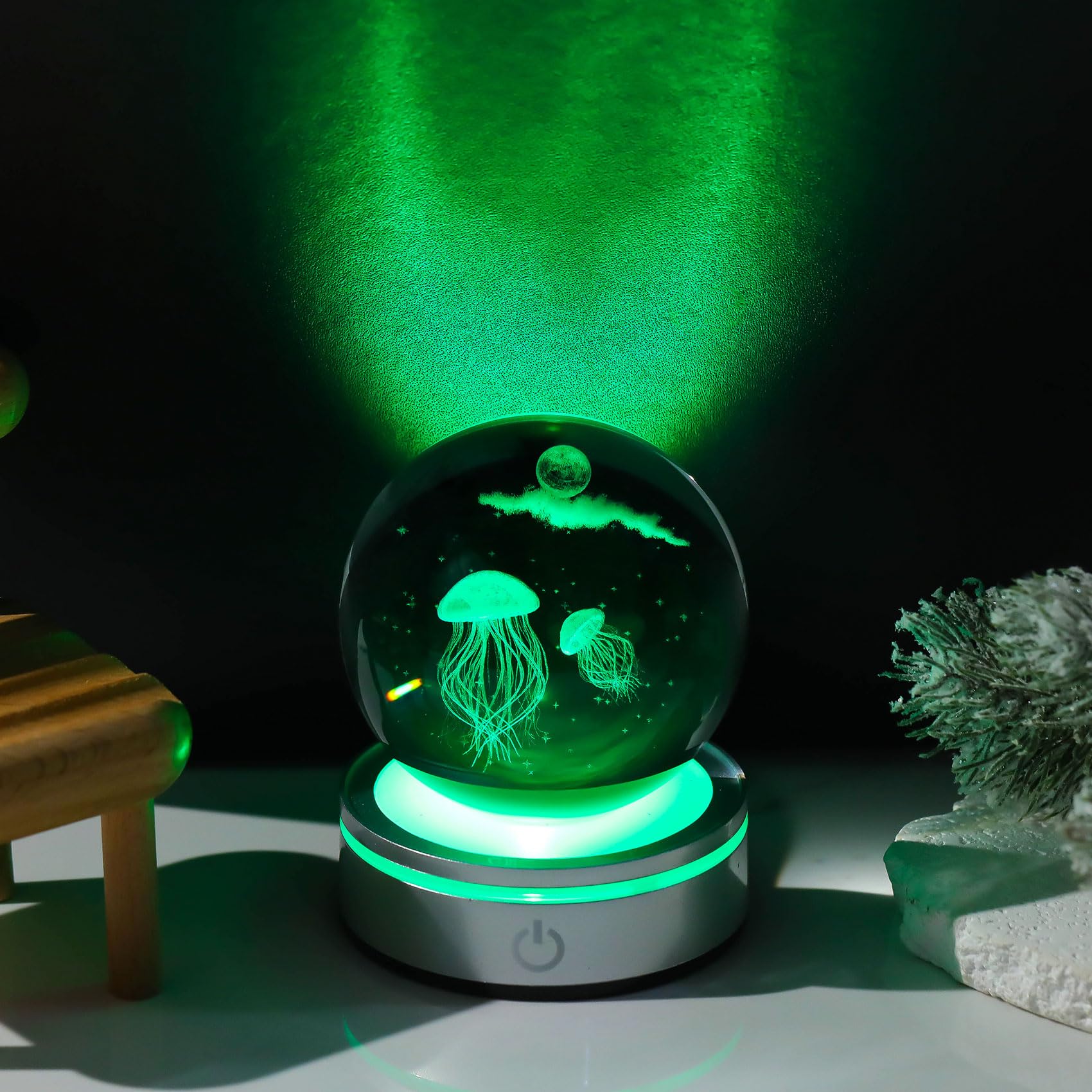 Amazon.co.jp: Movdyka 3D クリスタルボール クラゲ スノードーム 装飾
