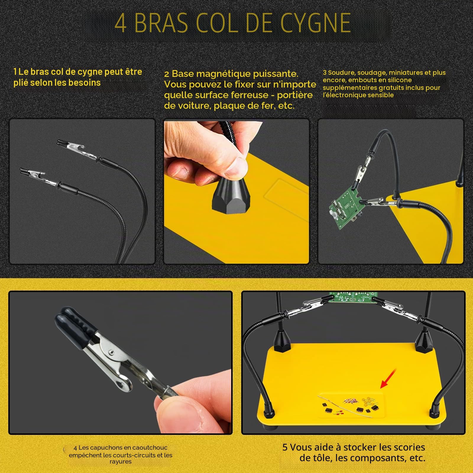 Soudure à troisième main, accessoires de modélisme, support de circuit imprimé à souder, quatre bras, mains d'aide, bijoux, bricolage, atelier, station d'aide…