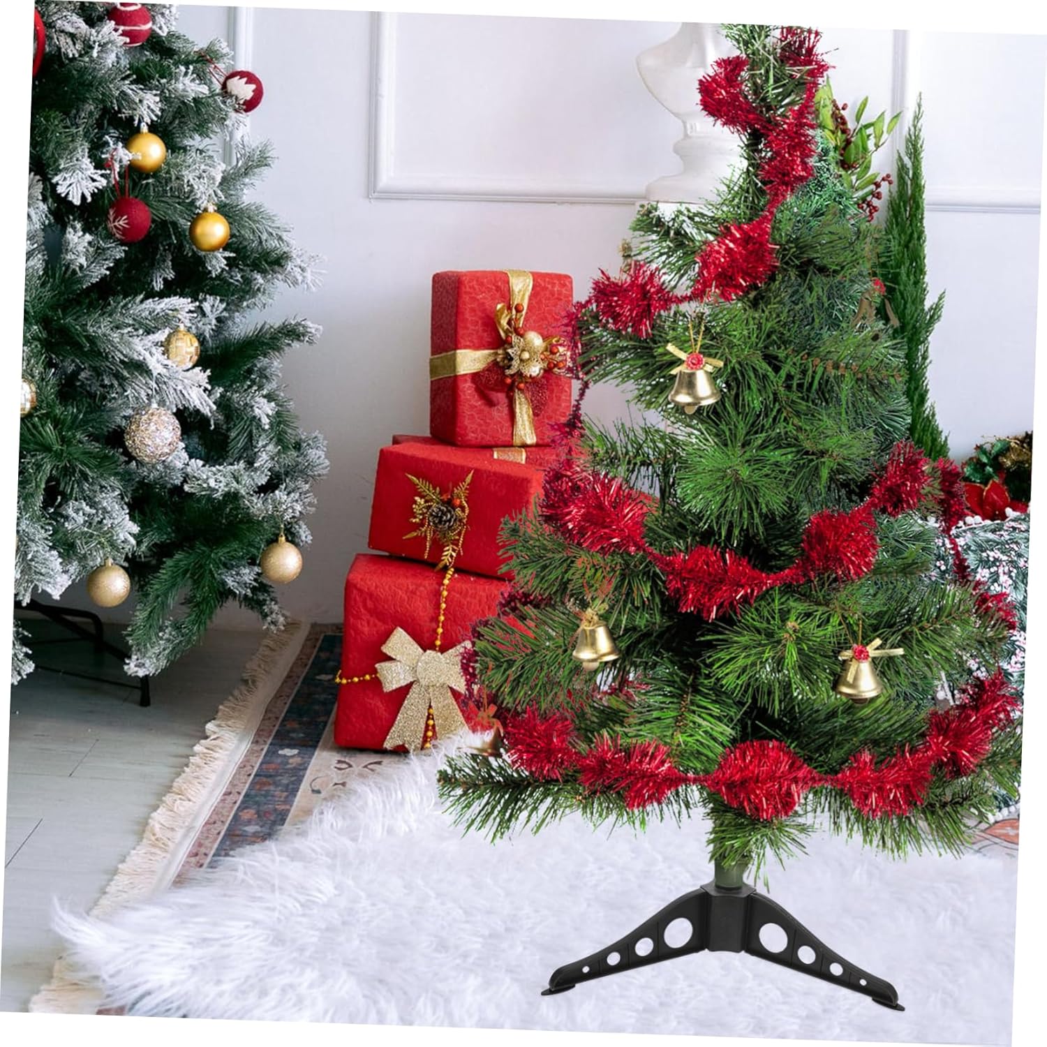4pcs Christmas Tree Base Holder Stand for Artificial Xmas Trees Stable Support Bracket for Indoor Outdoor Holiday Decor