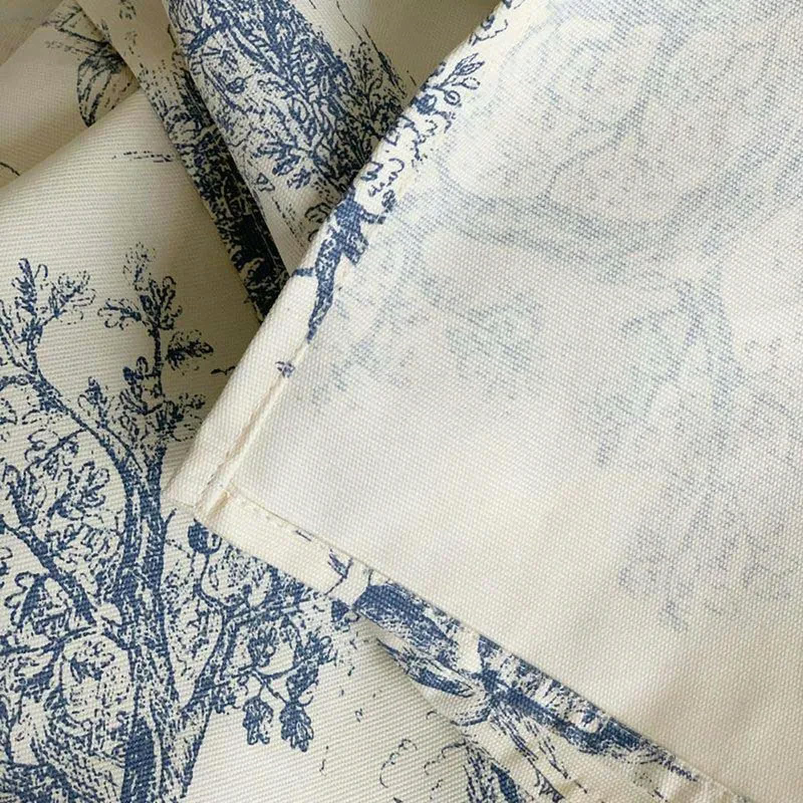 Mantel Azul Impreso Tela De Lino Cubierta De Mesa Rectángulo/Oblongo para Cocina Comedor