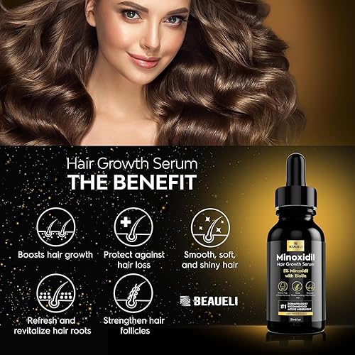 Miniatura 3 de Crecimiento del cabello de minoxidil al 5% para hombres y mujeres suero de tratamiento de regeneración de barba minoxidil extra fuerte con biotina