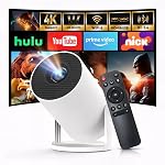 [Applaudissements & 2026 Mise à jour] WEMI Mini Projecteur portable Mini Projecteur Portatif avec WiFi 6 et Bluetooth 5.4 pour Bedroom Smart Movie pour iPhone Téléphone portable Android OptiBarrel 500