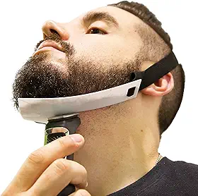 Aberlite FlexShaper 2.0 - Modelador de barba para homens - Guia de decote flexível e mãos livres - Ferramenta de aparador de barba - Kit de estêncil de linha - Branco