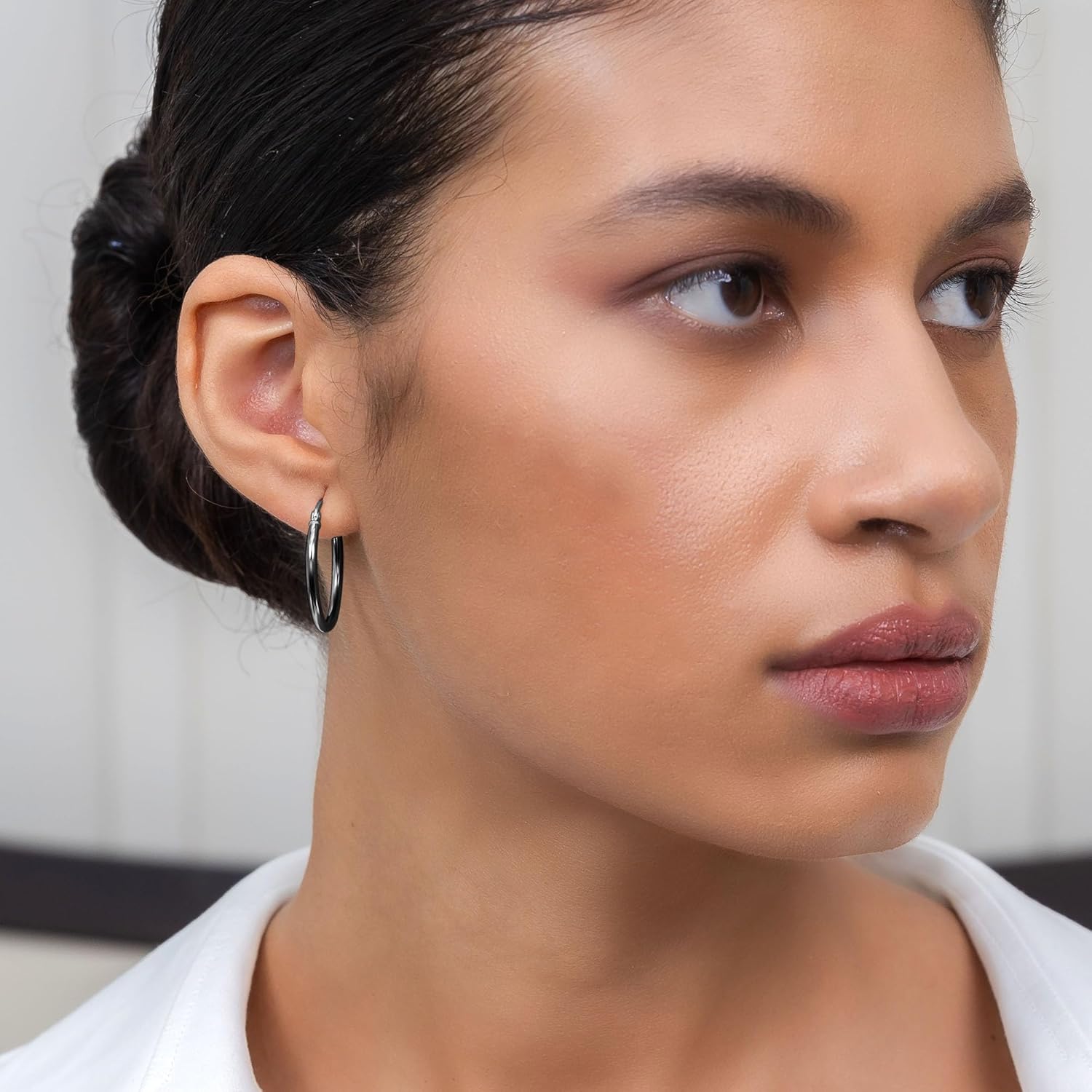 Hoops & Loops 925 Sterling Silver 2mm Hoop Earrings for Women & Men, 14K Gold Plated, Rose Gold, Black Hypoallergenic Lightweight High Polished Click-Top Hoops 15mm-60mm - Image 5