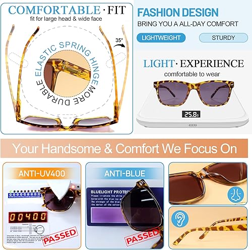 Miniatura 4 de MARE AZZURO Gafas de sol de lectura de sol cuadradas grandes para hombre 1.0 1.25 1.5 1.75 2.0 2.25 2.5 2.75 3.0 3.5 4.0