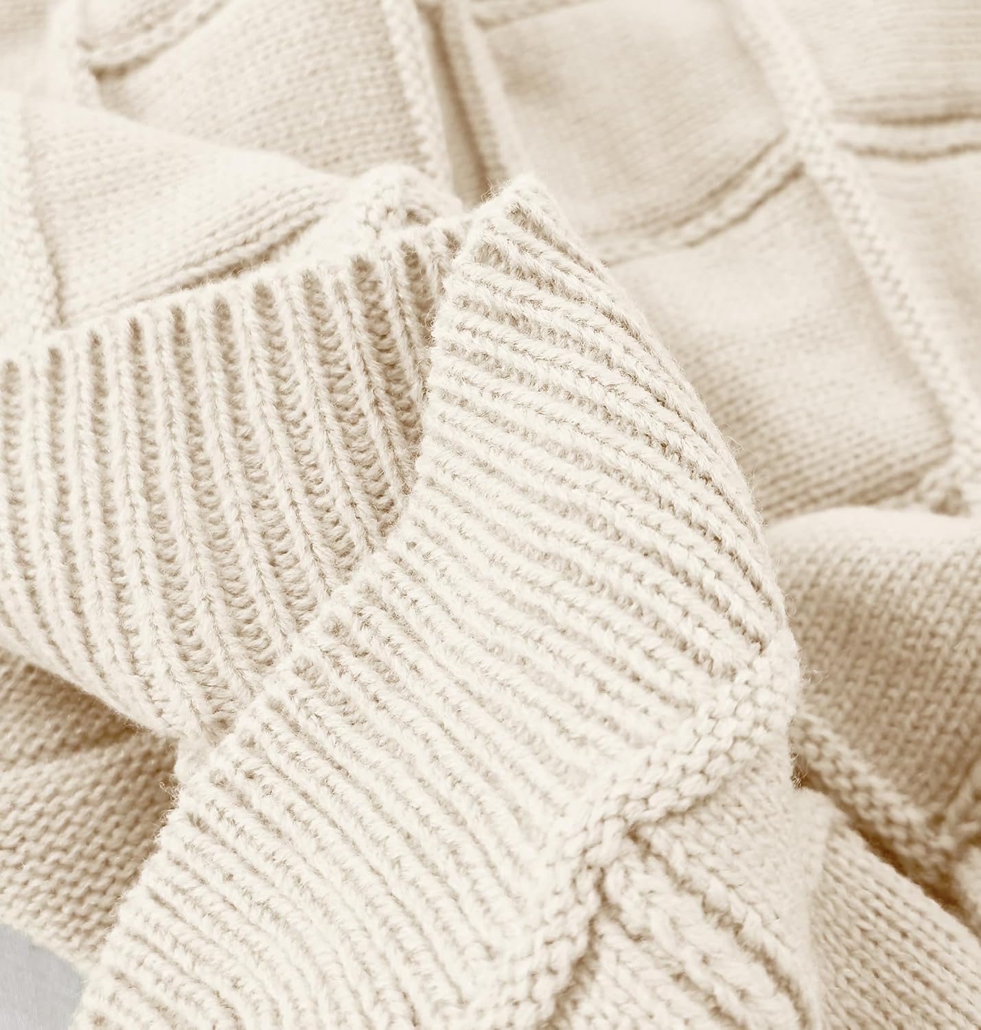 ATMOSURELY ウルトラソフト 市松模様 ケーブルニット スローブランケット 心地よい格子縞ニットブランケット 軽量 暖かい