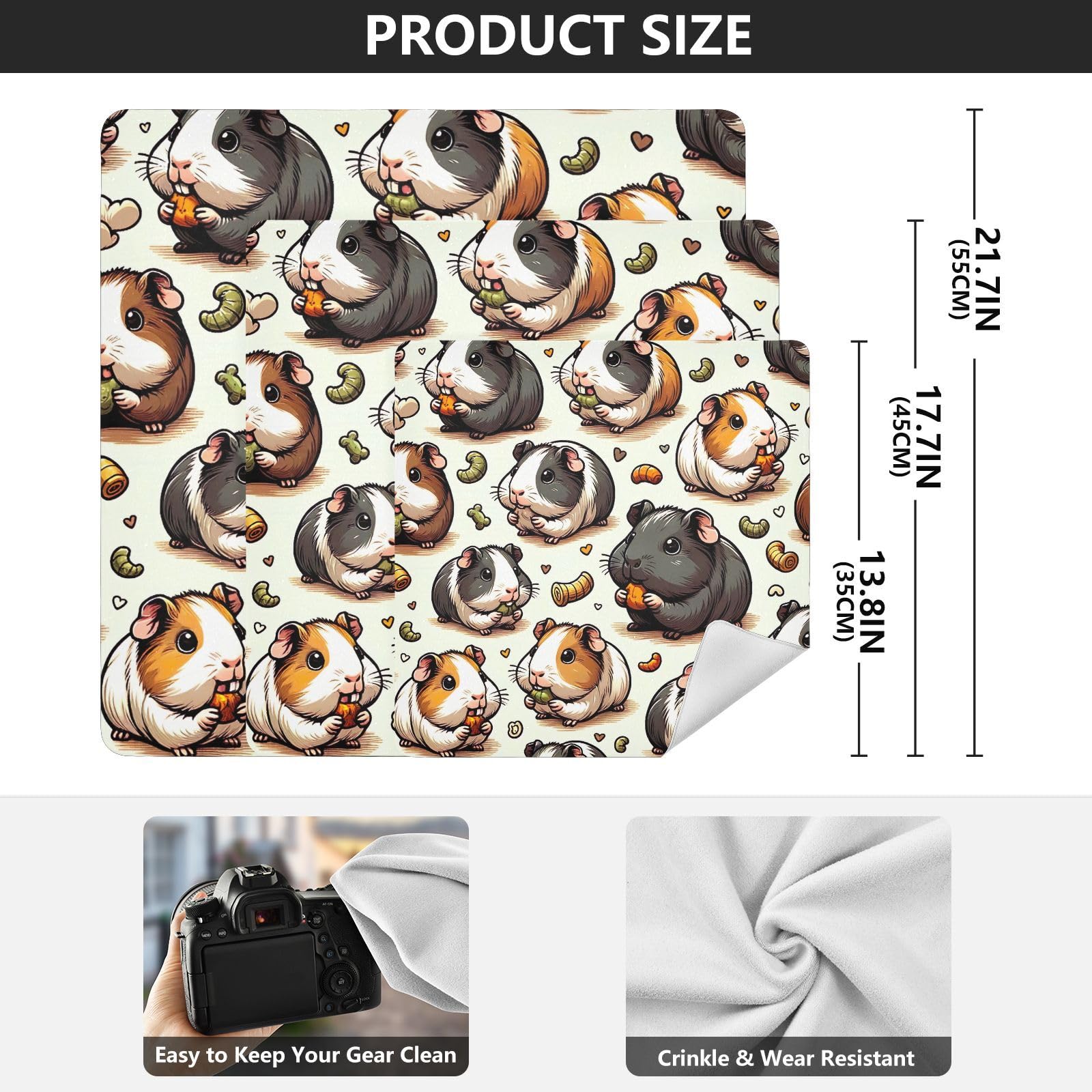 ODAWA Guinea Pig Fun Self Adhesive Cloth 17.7X17.7 Inch Self-adhesive Cloth Protective Camera Wrapper Wrap Protection for Camera and Lens