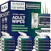 OPTEEL Extra Large 8x13 Adult Wipes for Elderly & Incontinence - Soft Vitamin E Aloe Wet Washcloths for Bathing, 720ct (12 Packs of 60)