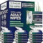 OPTEEL Adult Wipes For Elderly - 8x13 Extra Large & Soft Wet Wipes for Adults Bathing - Incontinence Disposable Washcloths, Vitamin E & Aloe Infused for Men & Women 720ct (12 Packs of 60)