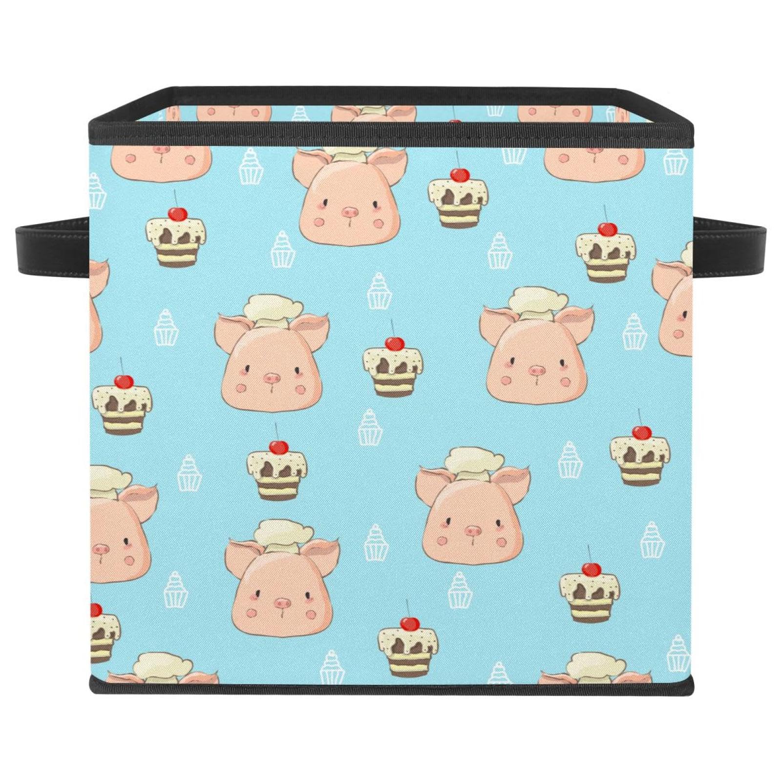 Panier de rangement pour jouets cube pliable motif cochon rigolo