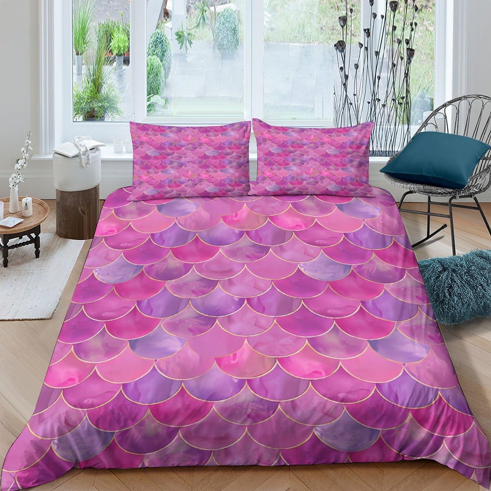 Housse de couette sirène rose pour une chambre d'enfant féerique et douce