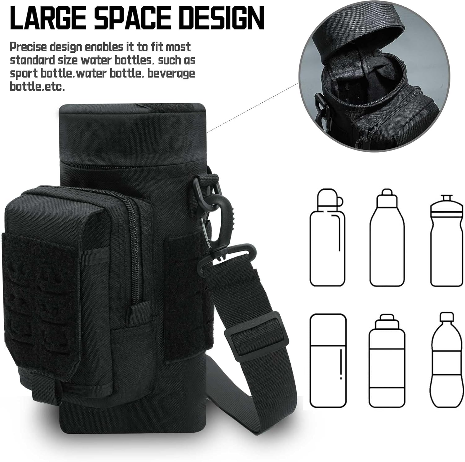 Tactical Water Bottle Pouch, Military Army Molle Water Pouches Carrier Holder for Hiking Camping Outdoor Sport Travel - Image 5