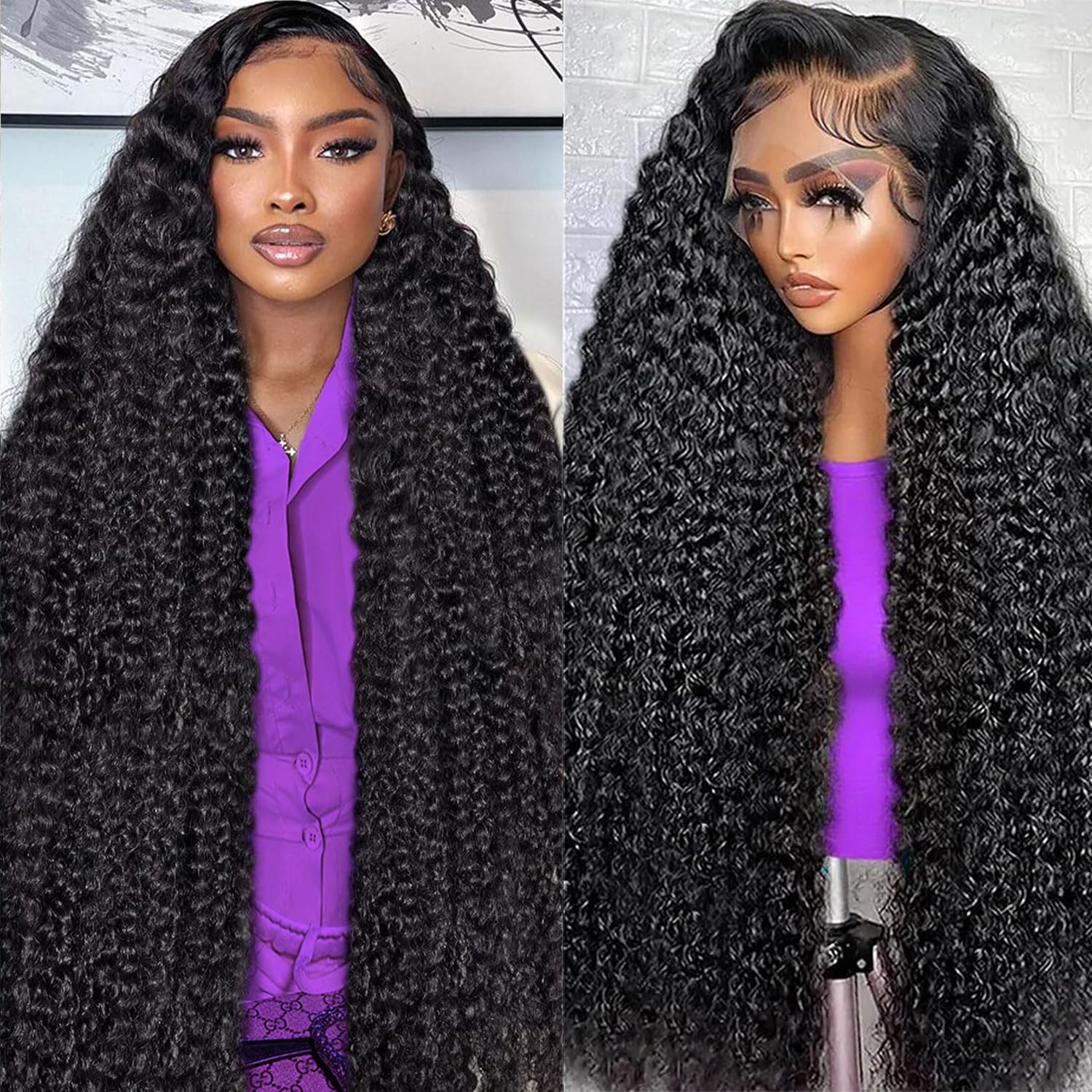 34 Inch Human Hair Lace Front Wig 13x6 HD Lace Body Wave 180 Density Amazon.com : Dianthe 34 Inch 13x6 Deep Wave Lace Front Wigs  main image 2