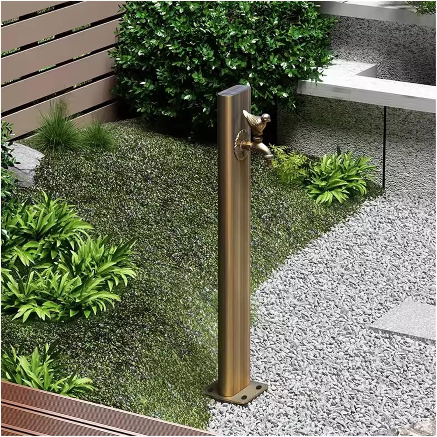 Stainless Steel Outdoor Water Fountain - Retro Vertical Garden Post Faucet, Freestanding Anti-Freeze Tap for Courtyard, Patio, Lawn, Backyard Irrigation, Durable & Stylish