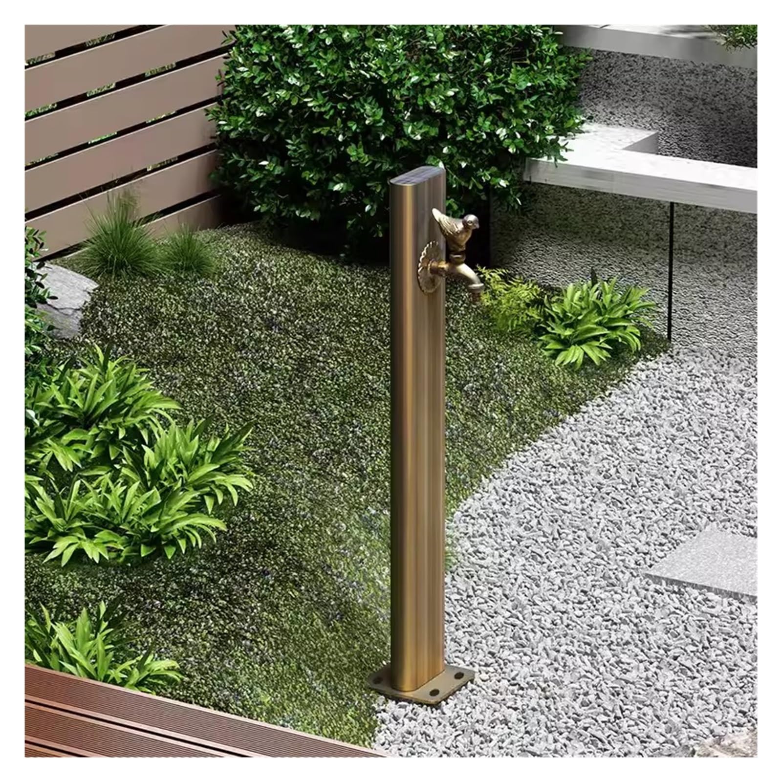 BHGFYXBS Outdoor Water Fountain - Stainless Steel Retro Post Faucet, Freestanding Vertical Garden Water Column, Anti-Freeze Floor-Mounted Tap For Patio, Lawn & Backyard Irrigation,Bottom Water Inlet