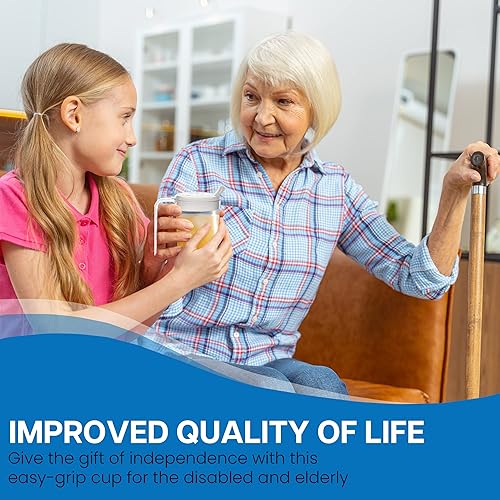 Miniatura 6 de Independence - Taza de plástico de 10 onzas con 1 asa con 2 tapas de estilo, taza ligera con asas fáciles de agarrar para bebidas calientes y frías,