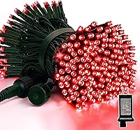 Vista 26 de LAMPHOME - Cadena de luces decorativas navideñas de 33 pies, 100 luces LED de alambre verde, luces de hadas estrelladas enchufables, 16 modos