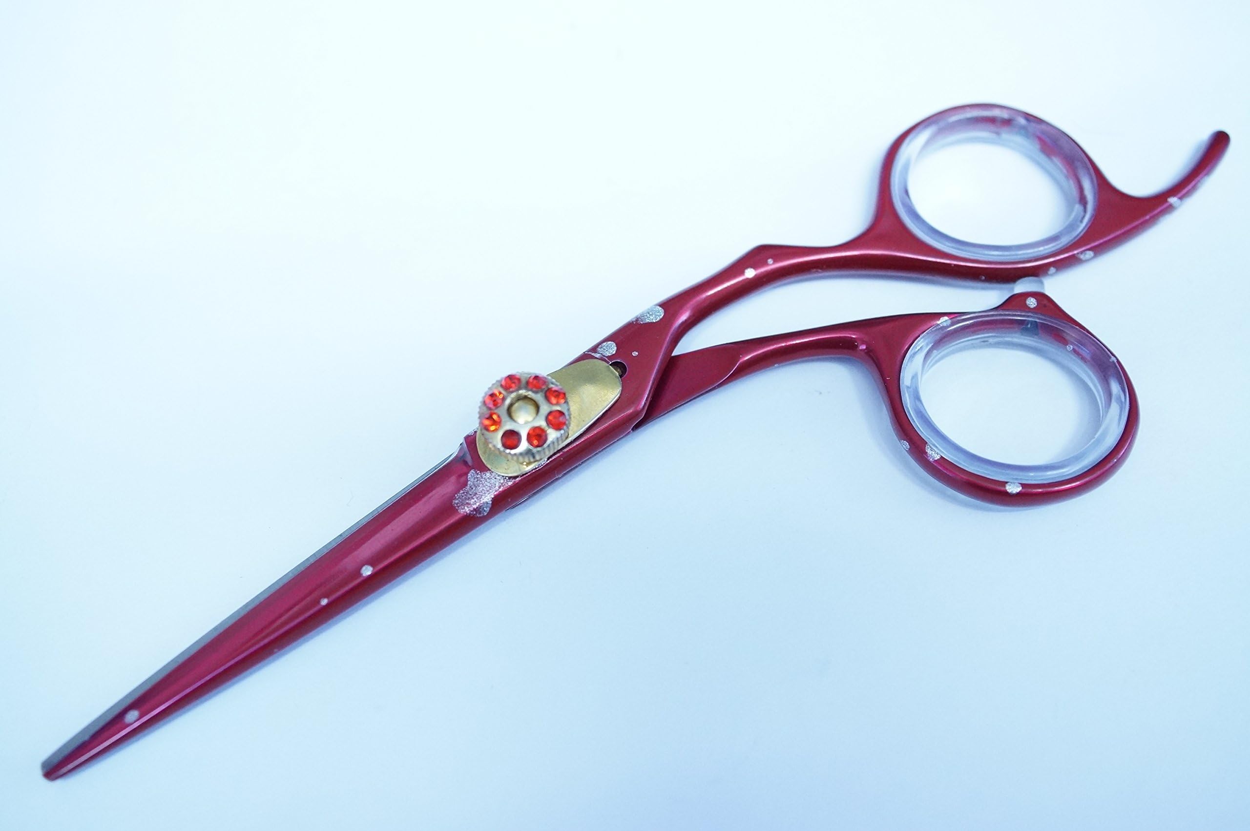 6.25" DOG GROOMING SCISSORS SHEARS SCISSOR FULL LENGTH RAZOR EDGE SEMI CONVEX EDGE FUNKY RED COLOUR