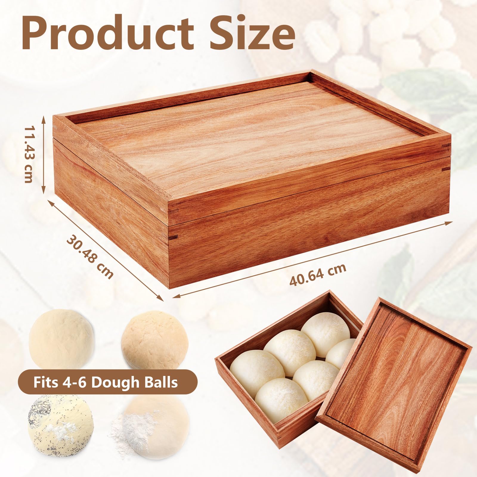 Pizzateig-Gärbox Aus Akazienholz (2 Stück) – Große Box Mit Deckel Und Spatel Für Perfekten Teig
