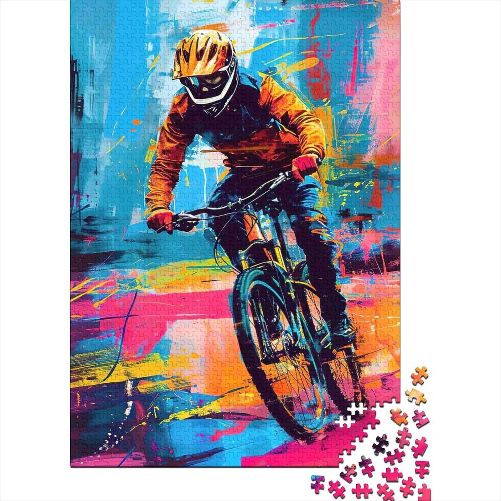 3D Printed Mountain Biking Fitted Sheet Microfiber Vibrant Cycling Art Bed Cover for Adults Teens Bedroom Decor 90x200x25cm