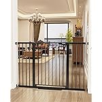 Cumbor 36 Extra Tall Baby Gate for Stairs, 29.7-54.2 Extra Wide Dog Gate for Doorways Hallways, Pressure Mounted Child Gate for Wide Opening, Auto Close Personal Safety for Babies and Pets, Black