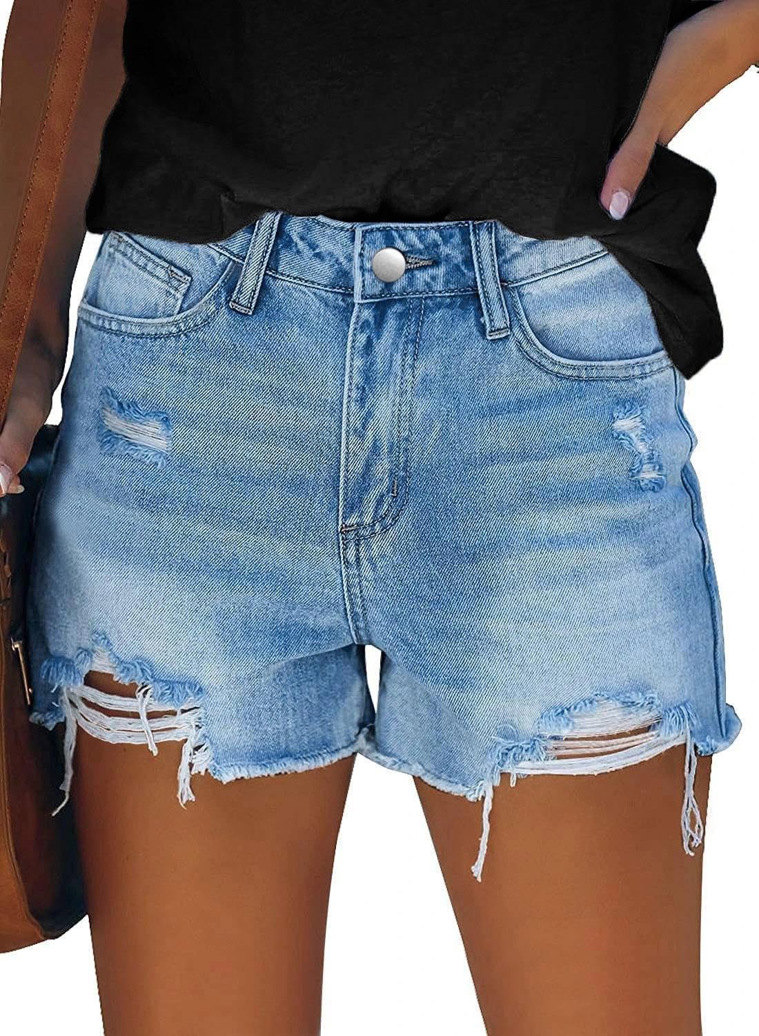 DGRPI Womens Jean Shorts Stretchy High Waisted Ripped Denim Distressed Trendy Shorts with Pockets - Image 2