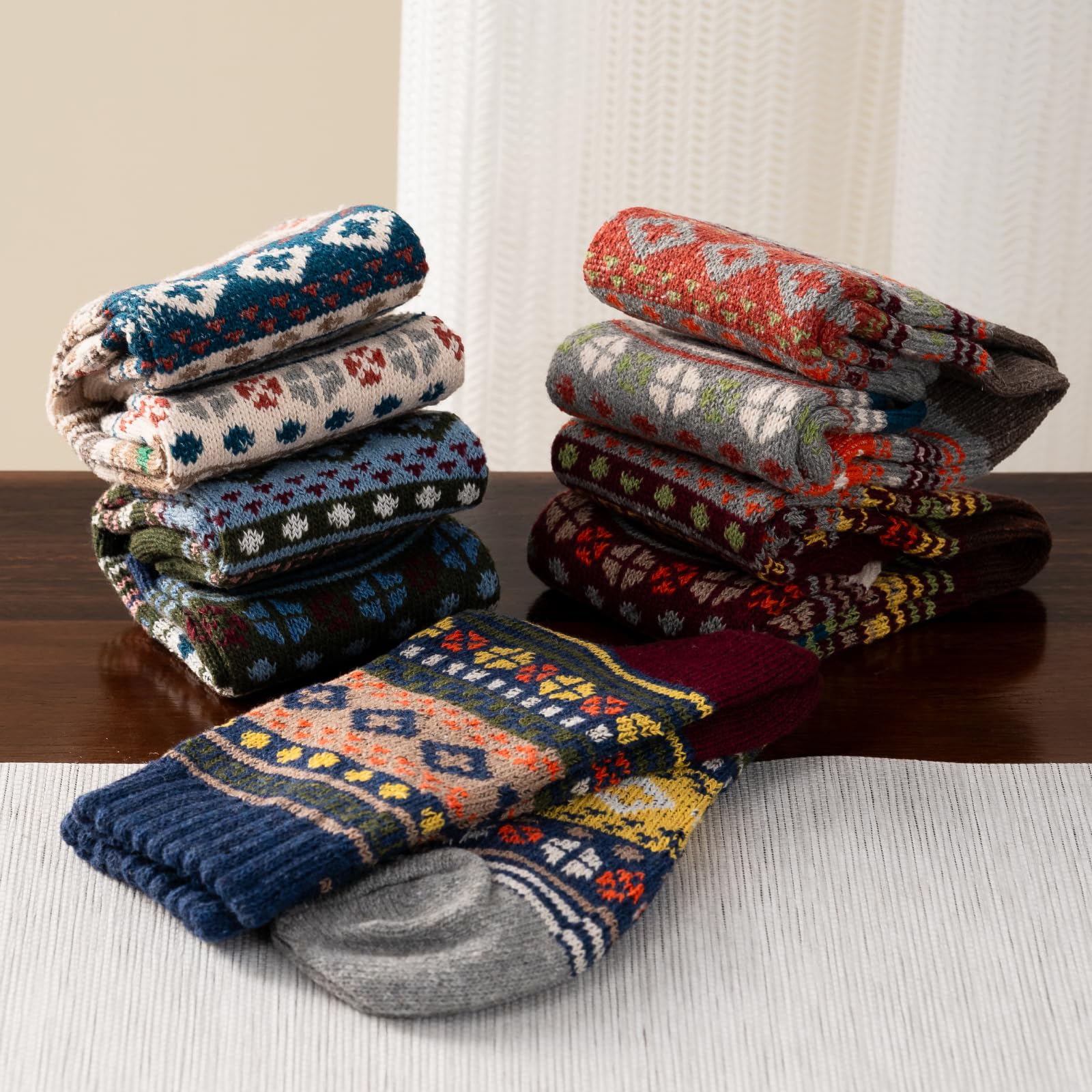 Wool Socks 5 Pairs Thickened Warm Winter Socks Cozy Gifts for Women Christmas Warmth Socks (US, Numeric, 6, 10, Regular, Regular, ShiZiSock-5Pairs)