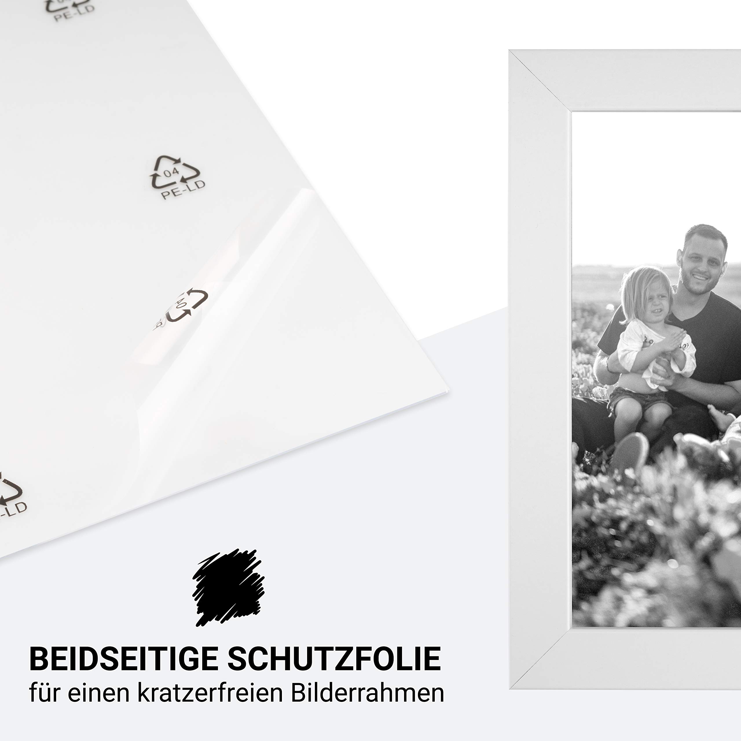 Cadre Photo MDF Blanc 18x24 Cm – Verre Acrylique Incassable, Pose Table Ou Murale, Style Moderne Intemporel