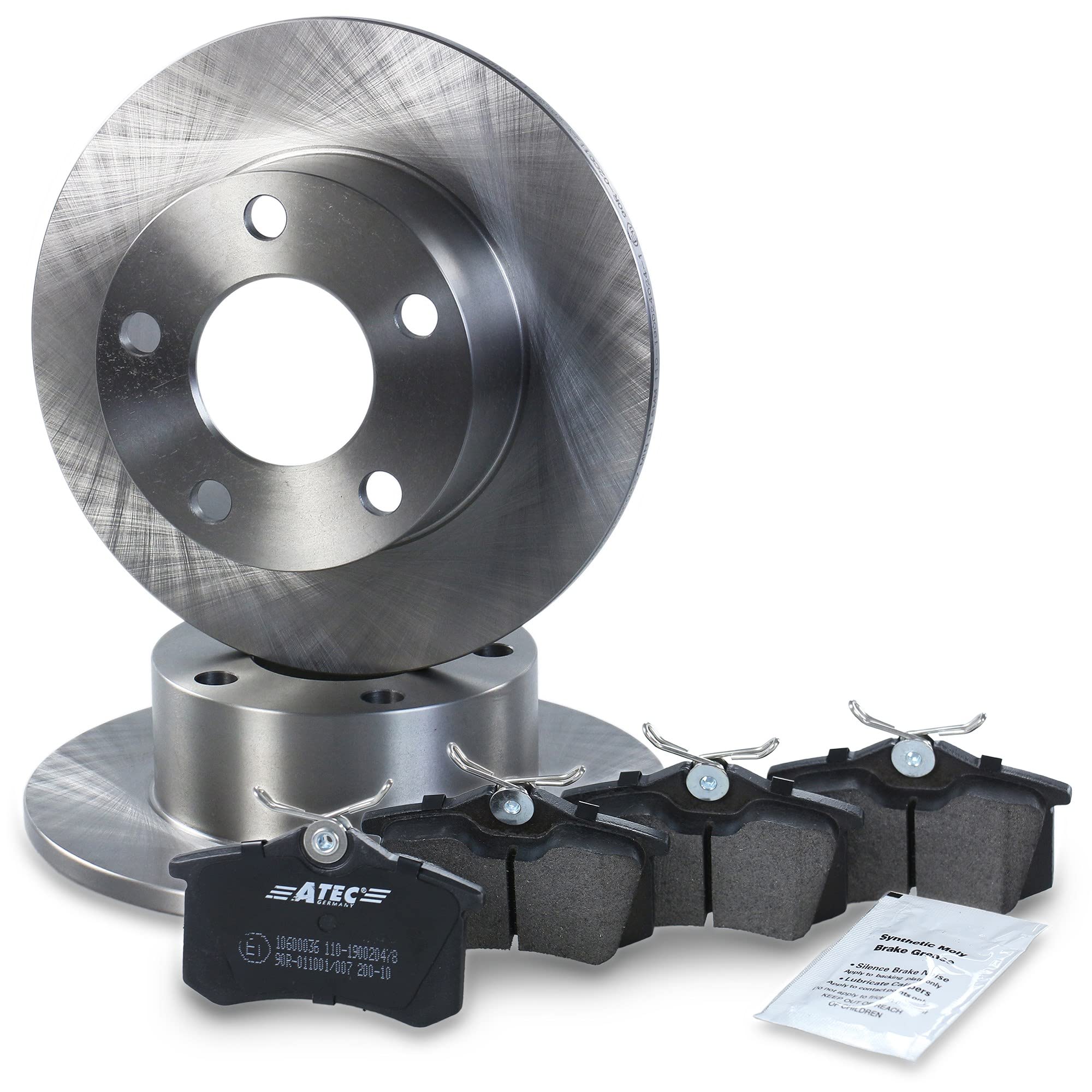 ATEC Germany Bremsenset Hinterachse inkl. Bremsscheiben Ø 245 mm Voll + Bremsbeläge Hinten Kompatibel mit A udi A6 C5 (4B2) (4B5), SKODA SUPERB 1 (3U4), VW PASSAT B5, PASSAT B5.5