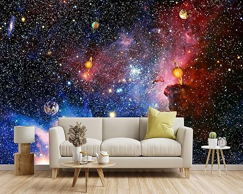Miniatura 2 de Papel tapiz de tela para techo de galaxia, universo, planeta, para niños, niñas, guardería, cielo estrellado, dormitorio de niños, baño, mural