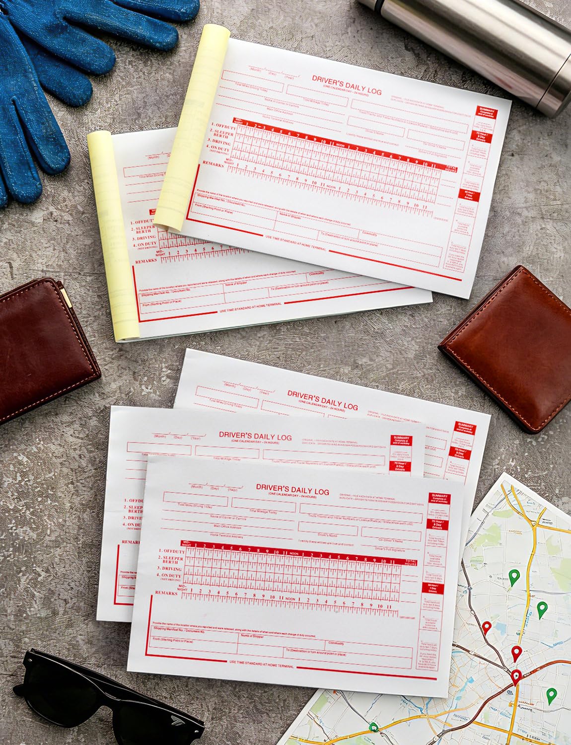Lot de 12 carnets de bord journaliers 2026 pour conducteurs de camion, carnet de bord à pois autocopiant à 2 plis pour camionneurs, 31 ensembles de formulaires par livre, 21,6 x 14 cm